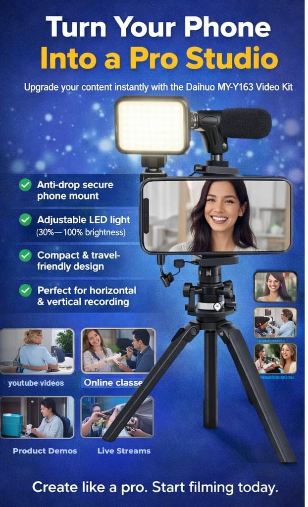 Baihuo MY-7163 Video Kit, a compact vlogging setup designed for smartphones