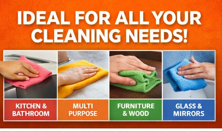 4-pack of Extra Large Microfibre Cloths