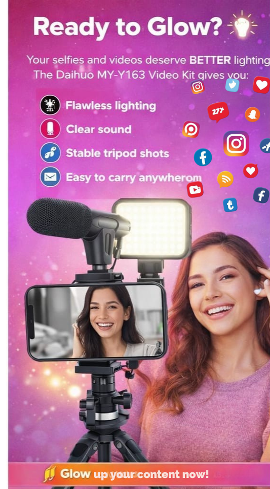 Baihuo MY-7163 Video Kit, a compact vlogging setup designed for smartphones